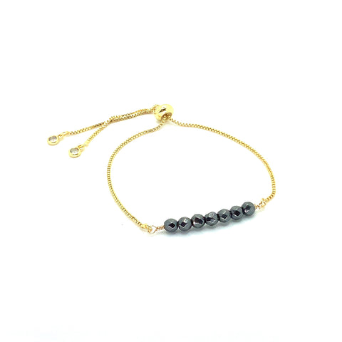 Lolawantsjewelry bracelet Adjustable Gold Filled Bracelet- Hematite