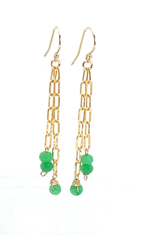 Lolawantsjewelry Earrings Emerald and Gold Earrings