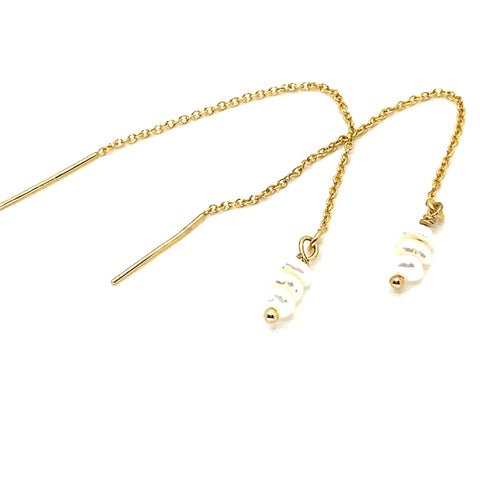 Lolawantsjewelry Earrings Gold Pearl Threader