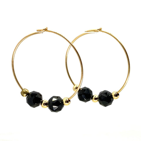 Lolawantsjewelry Earrings Spinel and Gold Hoop