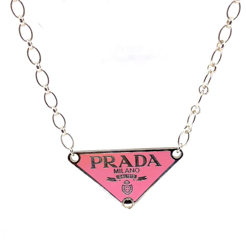 Lolawantsjewelry Necklace Pink Triangle Upcycled Tag Necklace